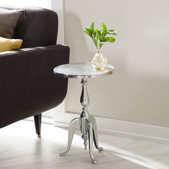 22'' Silver Aluminum Traditional Accent Table